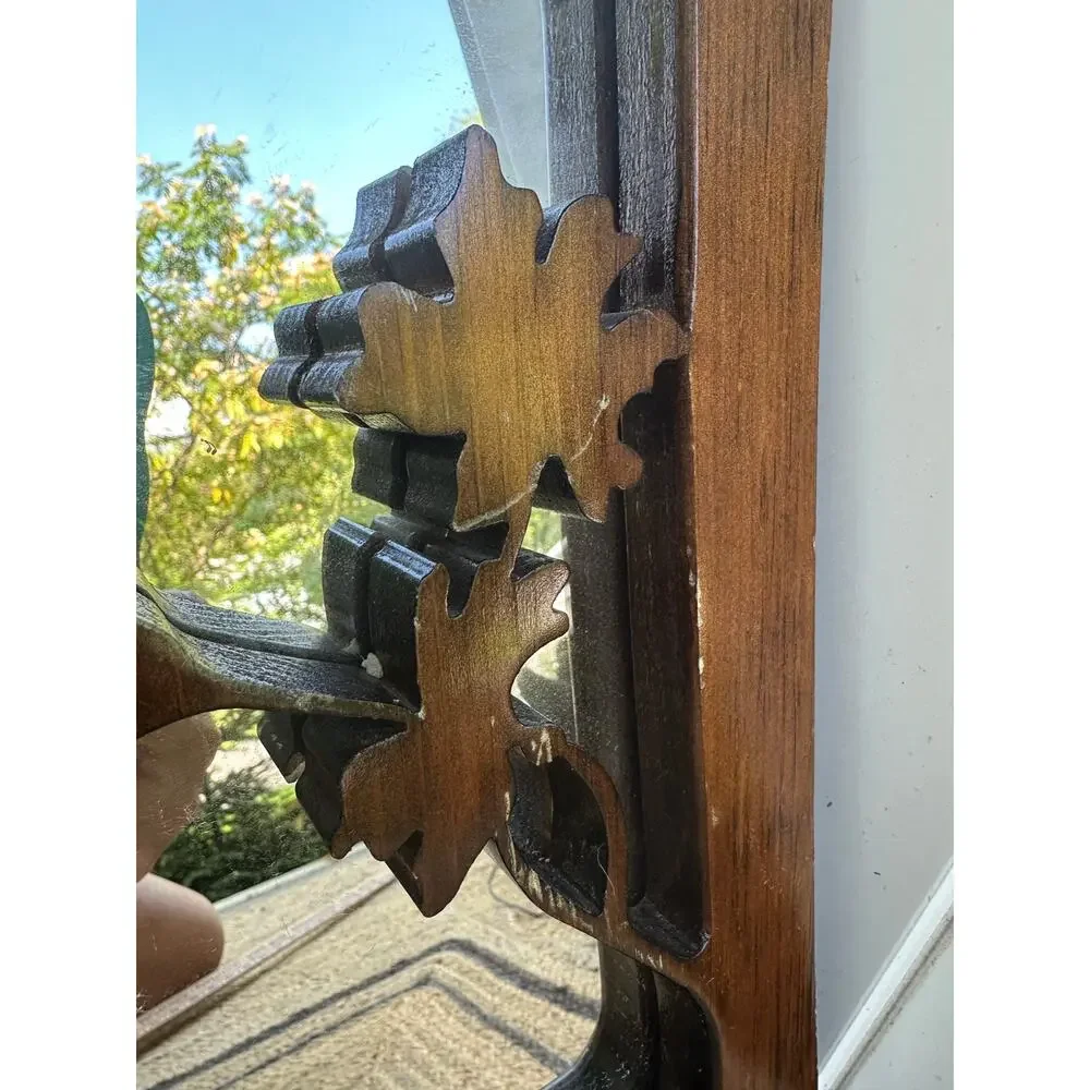 Vintage Wood Wall Caddy Mirror plant holder hummingbird hang retro boho